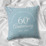 Almofada 60º Aniversário do Casamento Amor Corações Confett<br><div class="desc">Personalize com suas informações especiais de aniversário de 60 anos de diamante em letra chic. Projetado por Thisnotme©</div>