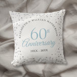 Almofada 60º Aniversário do Diamond Hearts Confetti<br><div class="desc">Com delicados corações confetti. Personalize com suas informações especiais de aniversário de 60 anos de diamante em letra chic. Projetado por Thisnotme©</div>