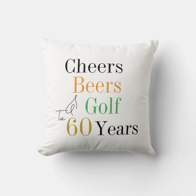 Almofada 60º aniversário Golfe anima cervejas minimamente (Frente)