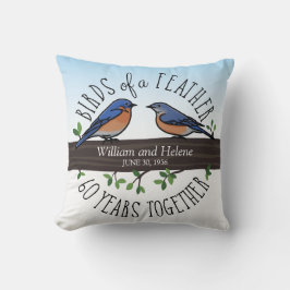 Almofada 60th Aniversário de casamento, Bluebirds de uma