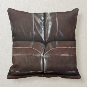 Almofada 63, Couro Faux, Castanho