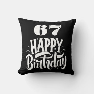 Almofada 67º aniversário elegante preto e branco personaliz