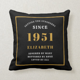 Almofada 70 Personalizado Aniversário 1951 Chic Black