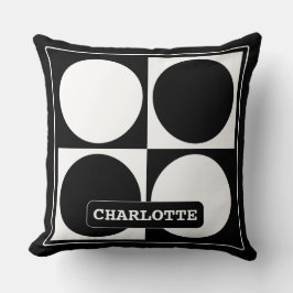 Almofada 70s Checks and Circles Black and White