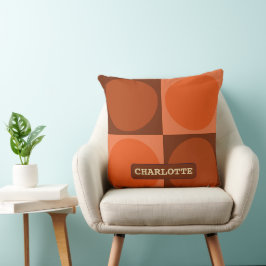 Almofada 70s Checks and Circles Flame Orange