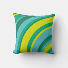 Almofada 70s Retro Groovy Wave Rainbow Teal Green Yellow