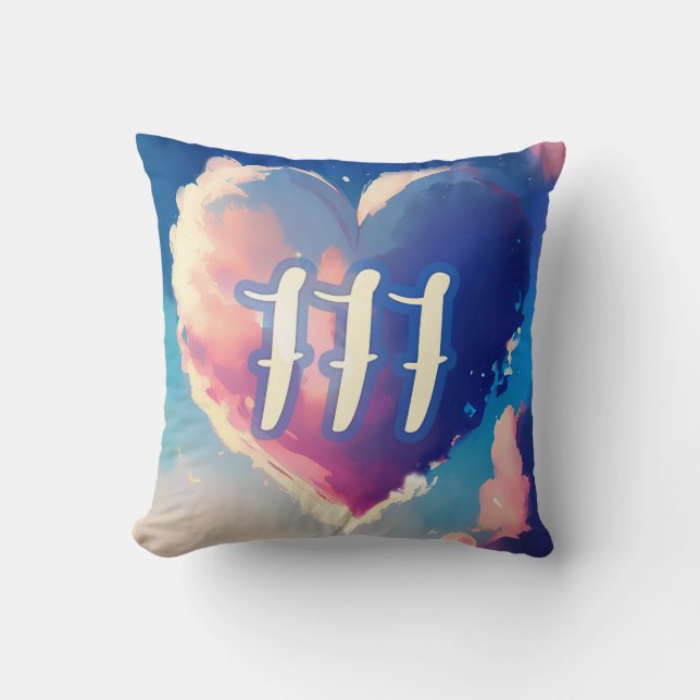 Almofada 777 Angel Number: Uma tapeçaria da Serenidade Cósm (Frente)