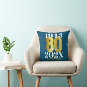 Almofada 80 Birthday Azul Dourado