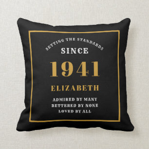 Almofada 80 personalizado Aniversário 1941 Chic Black Elega