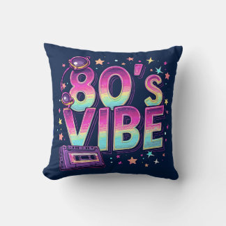 Almofada 80’s Vibe Throw Pillow – Neon Cassette and Galaxy