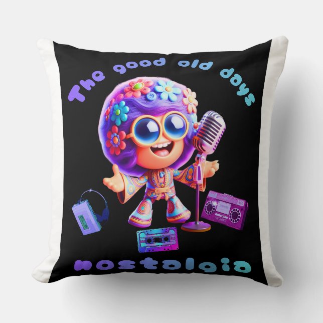 Almofada 80s Nostalgia Groove 20x20 Throw Pillow. (Frente)