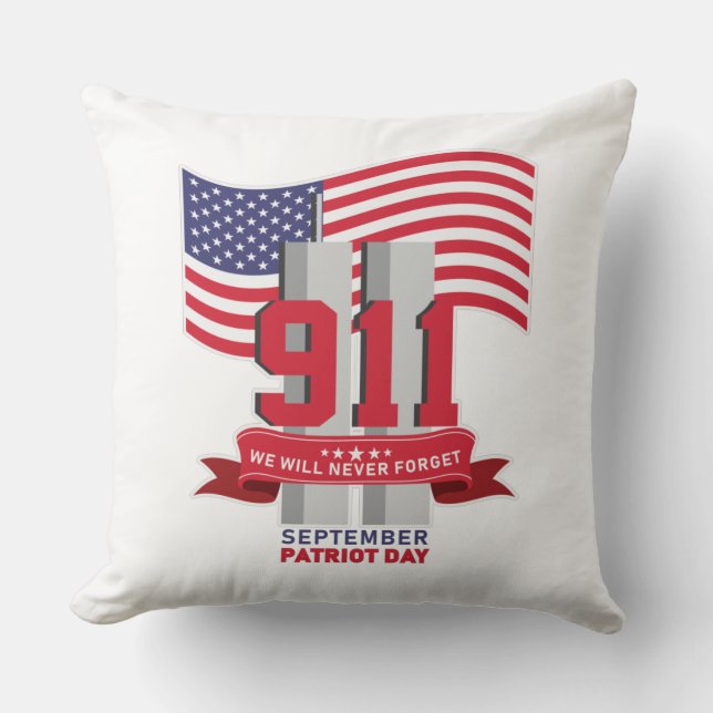 Almofada 9.11 Dia Patriótico; Nunca Esqueça (Frente)