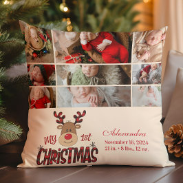 Almofada 9 Photo Plaid Reindeer Baby First Christmas