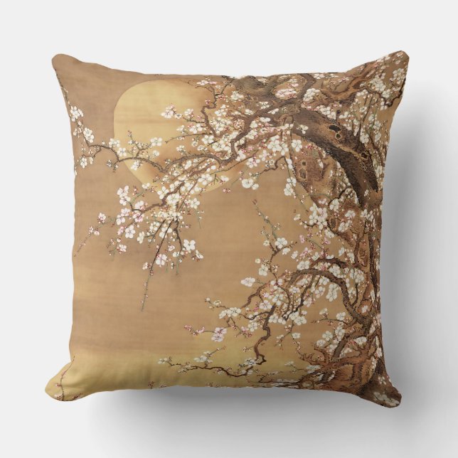 Almofada A ameixa japonesa floresce à lua (Frente)