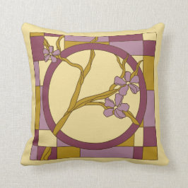 Almofada A arte moderna Nouveau floresce o roxo do círculo