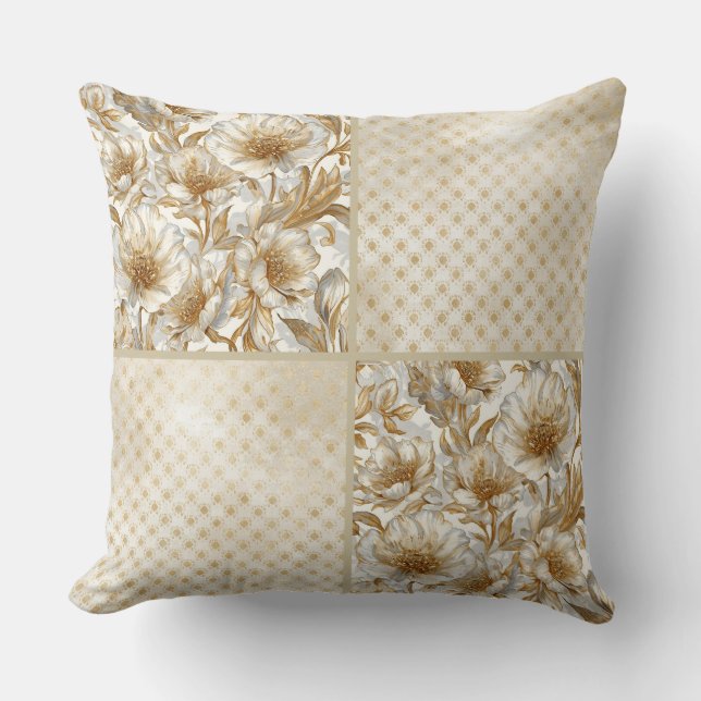 Almofada A Beautiful Combination of Flowers ,Gold Dots Art  (Frente)
