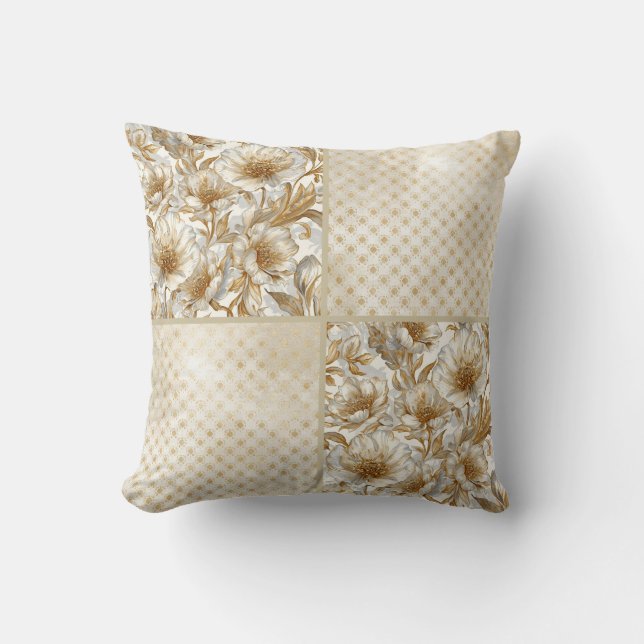 Almofada A Beautiful Combination of Flowers ,Gold Dots Art  (Frente)