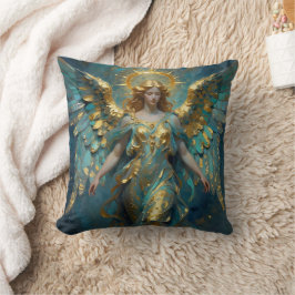 Almofada A Beautiful Gold and Turquoise Angel