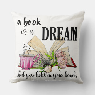 Almofada A Book Is a Dream Pillow | Square Throw Cushion