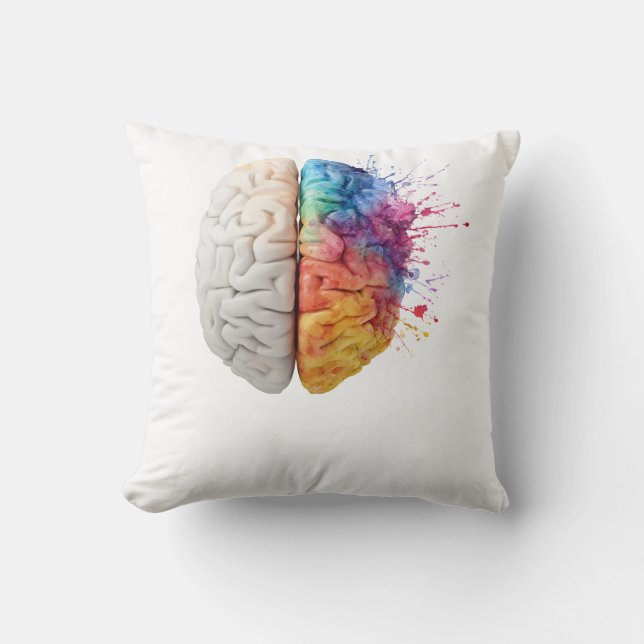 Almofada A brain divided between logical and creative sides (Frente)