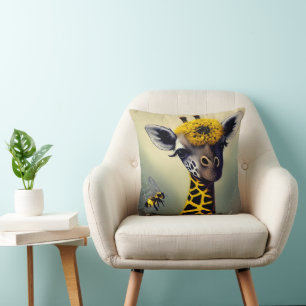 Almofada A Bumble Girafa Whimsical Digital Art