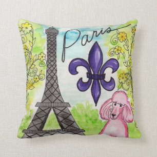 Almofada A caniche cor-de-rosa em Paris