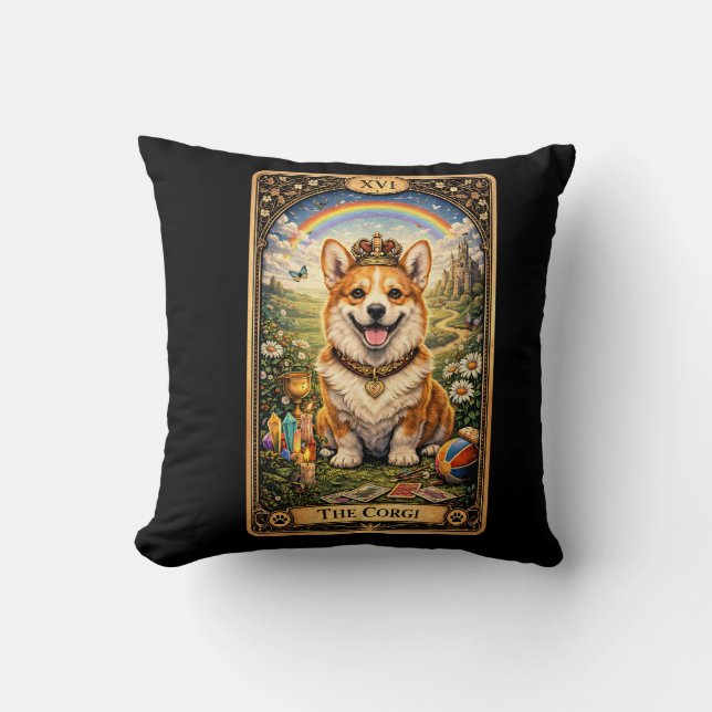 Almofada A Carta de Tarot do Corgi (Frente)