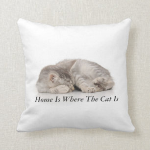 Almofada A casa é o lugar onde o gato é travesseiro