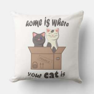Almofada A citação engraçada de Home é onde seu gato está