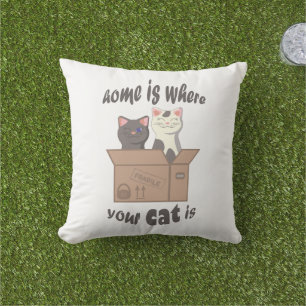 Almofada A citação engraçada de Home é onde seu gato está