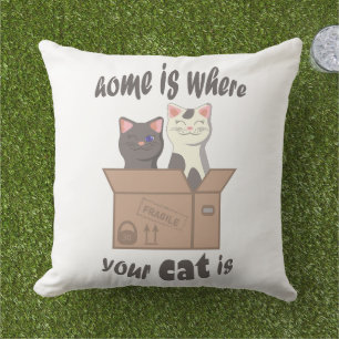 Almofada A citação engraçada de Home é onde seu gato está