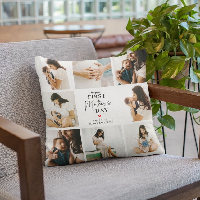 Almofada A Colagem de Fotos do Feliz Primeiro Dia de as mãe (Criador carregado)