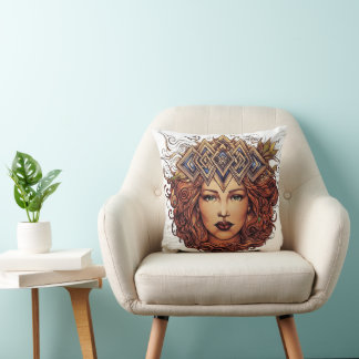 Almofada A Coroa Dourada: Retrato da Rainha Mítica