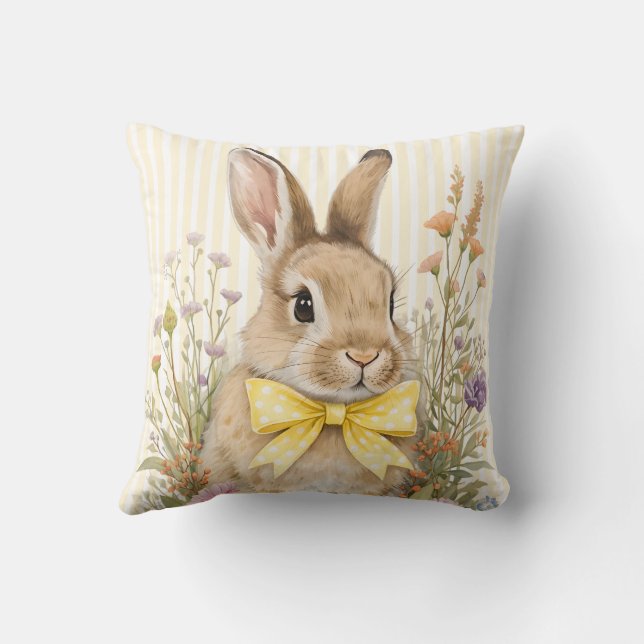 Almofada A cute little Floral Bunny Yellow Bow Baby Shower  (Verso)