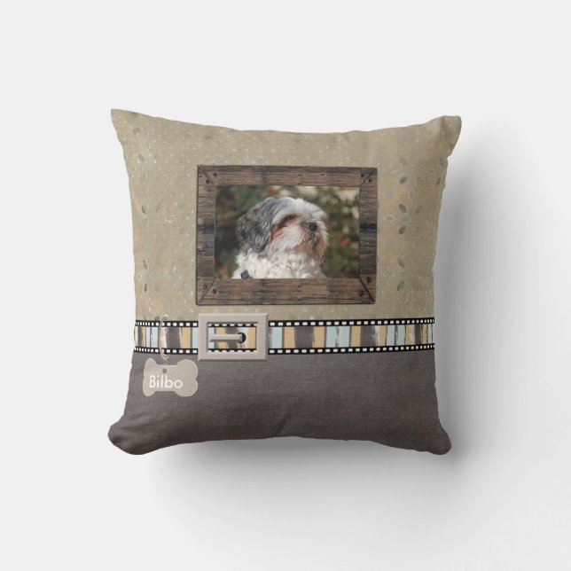 Almofada A foto cinzenta do animal de estimação de Brown (Frente)