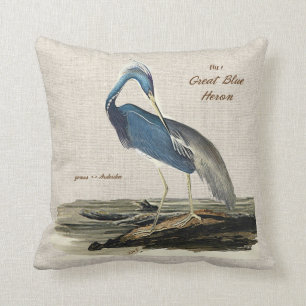 Almofada A garça-real de grande azul - algodão
