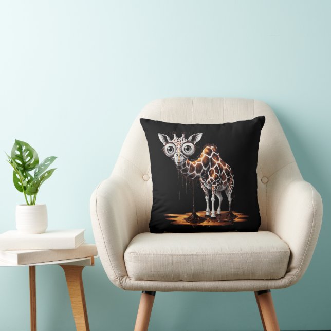Almofada A Girafa Derretendo Design de Arte Surreal Engraça (Cadeira)