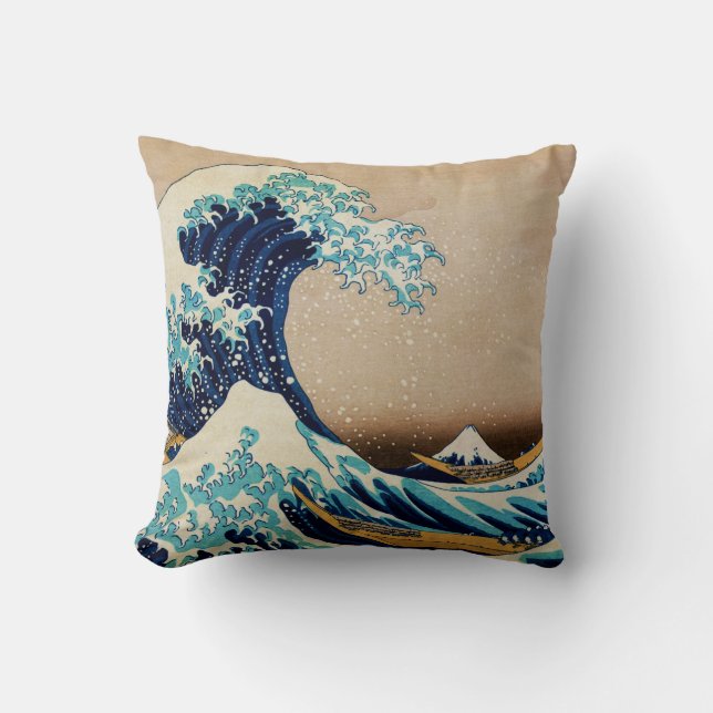 Almofada A grande onda pelo japonês de Hokusai (Frente)