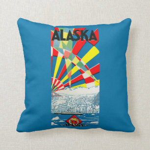 Almofada A linha poster de Alaska do navio a vapor
