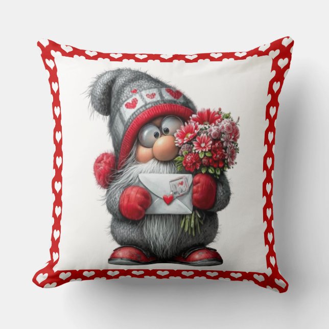 Almofada "A Love Note for You" Valentine Gnome (Frente)