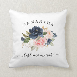 Almofada A Melhor Mãe Alguma Vez Marinho Rosa Aquarela Dou