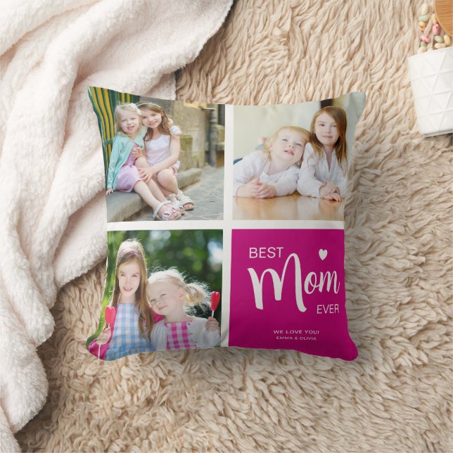 Almofada A melhor mãe colagem de fotos rosa (Cobertor)