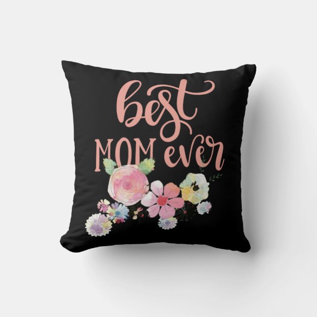 Almofada A Melhor Mãe De Sempre. Flores de Aquarela (Frente)