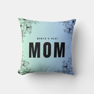 Almofada A Melhor Mãe Flores Floral Azul-Russo do Mundo
