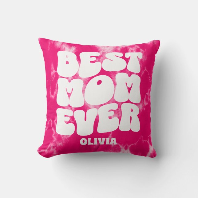 Almofada A Melhor Mãe Sempre Rosa, Tinta Rosa. (Frente)