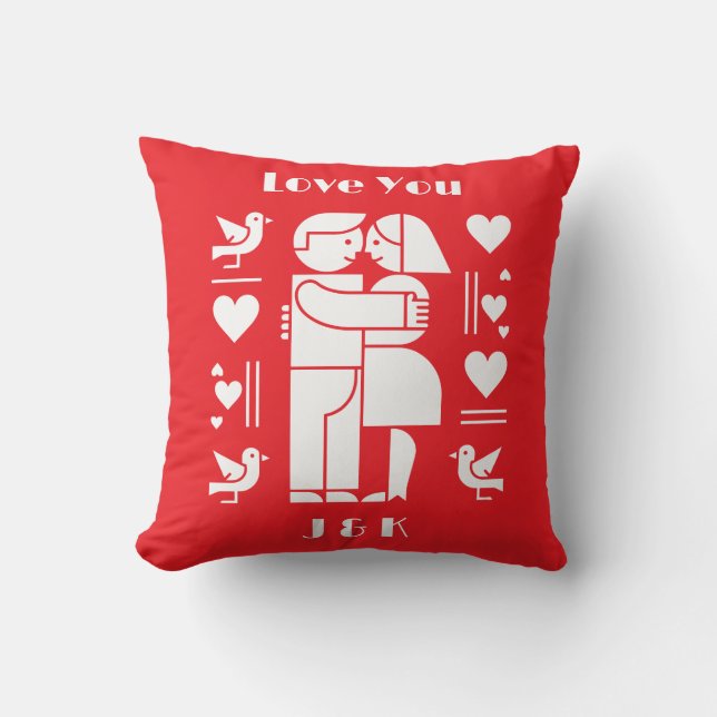 Almofada A modern Bauhaus personalized Valentine’s Day (Frente)