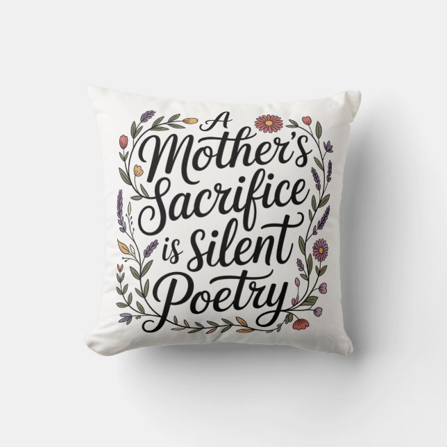 Almofada A Mother's Sacrifice Is Silent Poetry (Frente)
