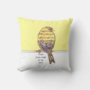 Almofada A música dá asas à minha alma com o Bird