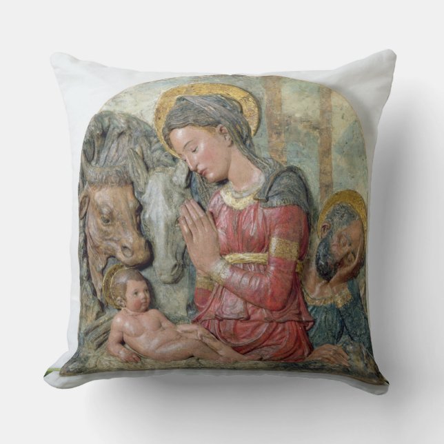 Almofada A natividade, c.1460 (terracotta pintado) (Frente)