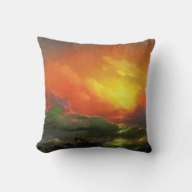 Almofada A Nona Onda (Mar de Tempestade com Sunset Vermelho (Frente)